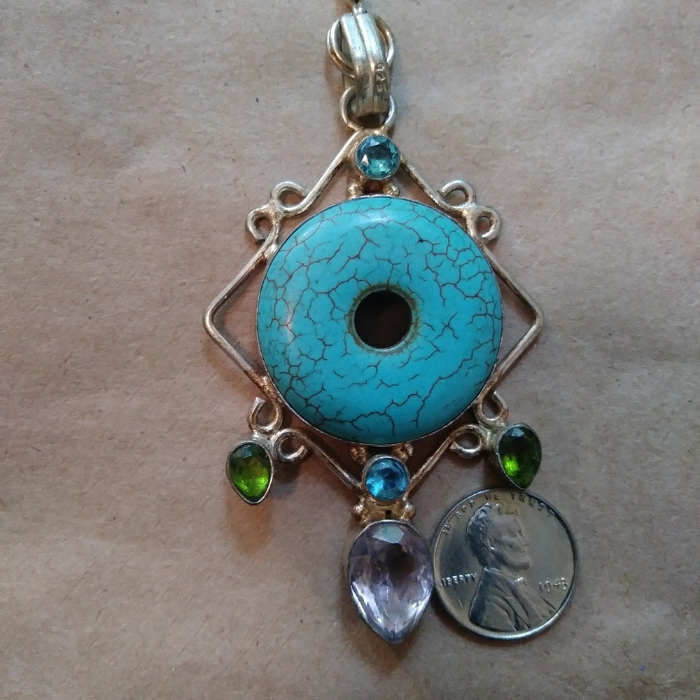 925 Turquoise with stone pendant